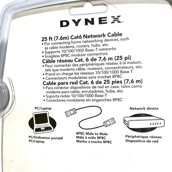 Dynex Cat6 25ft 7.6m Network Cable RJ45 M to RJ45 M 25 Ft Booted Snagless Gray - Picture 5 of 7